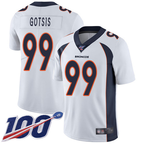 Men Denver Broncos #99 Adam Gotsis White Vapor Untouchable Limited Player 100th Season Football NFL Jersey->women nfl jersey->Women Jersey